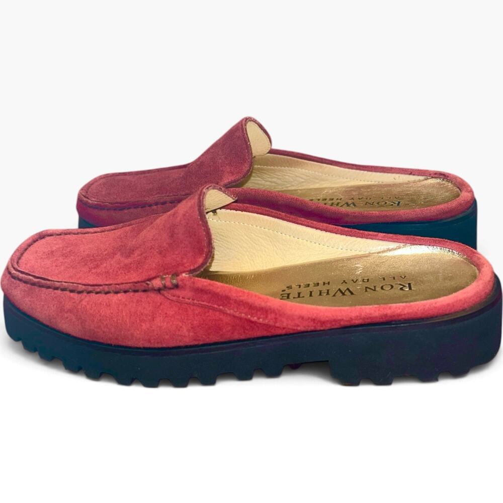 NWOT* Ron White Red Suede Loafer Mules VERY RARE Vibram Soles Size 36 Fits 5.5-6